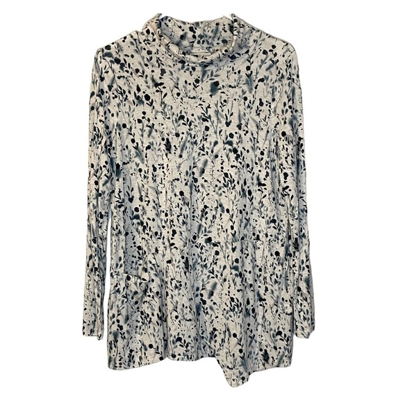 J Jill Luxe Tencel turtleneck asymmetrical hem top womens small petite - Picture 1 of 7